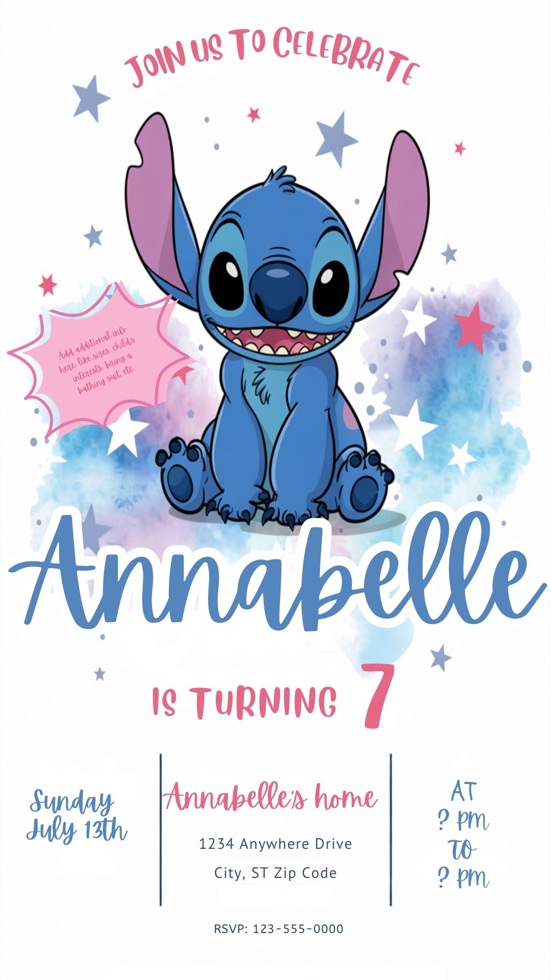Stitch Party Invitation